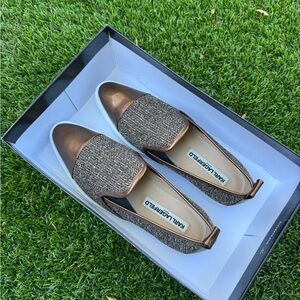 Karl Lagerfeld Women's Bronze and Black Tweed Loafers